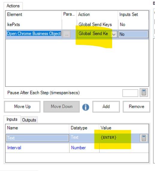 Global Send Key {ENTER} and not working Blue Prism Product